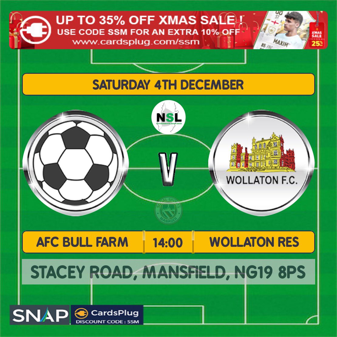 wollatonfc's tweet photo. Wollaton reserves are on their travels this weekend when they take on AFC Bull Farm. 

📆 Saturday 04th December
⚽️ @afcbullfarm 
🏆 Nsl foundation Division
🕖 2:00 kick off 
📍 Stacey Road, Mansfield, NG19 8PS
#cmonyousugarbags #UTW⚽️💙 https://t.co/Zs1PRKCdE3