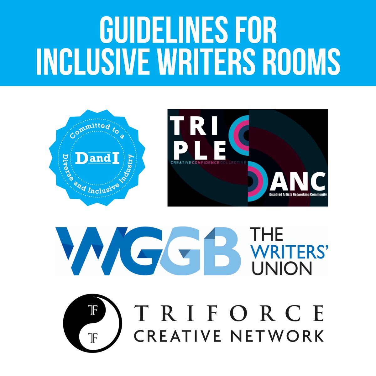 .@TripleC_UK @dandiorguk & @TheWritersGuild #UHCTV

Together we're proud to launch Guidelines for Inclusive Writers Rooms. A set of guidelines from collective voices for making writers rooms inclusive to disabled, deaf & neurodivergent screenwriters

VISIT triplec.org.uk/resources