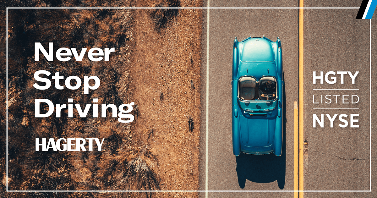 Hagerty's tweet photo. We are happy to announce that Hagerty is now a publicly traded company under the ticker $HGTY on the New York Stock Exchange! Together we can save driving for future generations. #NeverStopDriving https://t.co/bPRQ32Zt7I https://t.co/YIMsa1jgju