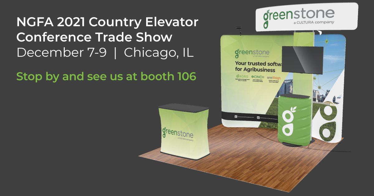 Come see Greenstone at NGFA’s 2021 Country Elevator Conference Trade Show, December 7-9 in Chicago, IL. Our exhibitor space is 106.
Would you like to connect with us outside of the Exhibit Hall? Request a meeting with us here greenstonesystems.com/ngfa-cec-2021/ #GreenstoneSystems #NGFACEC