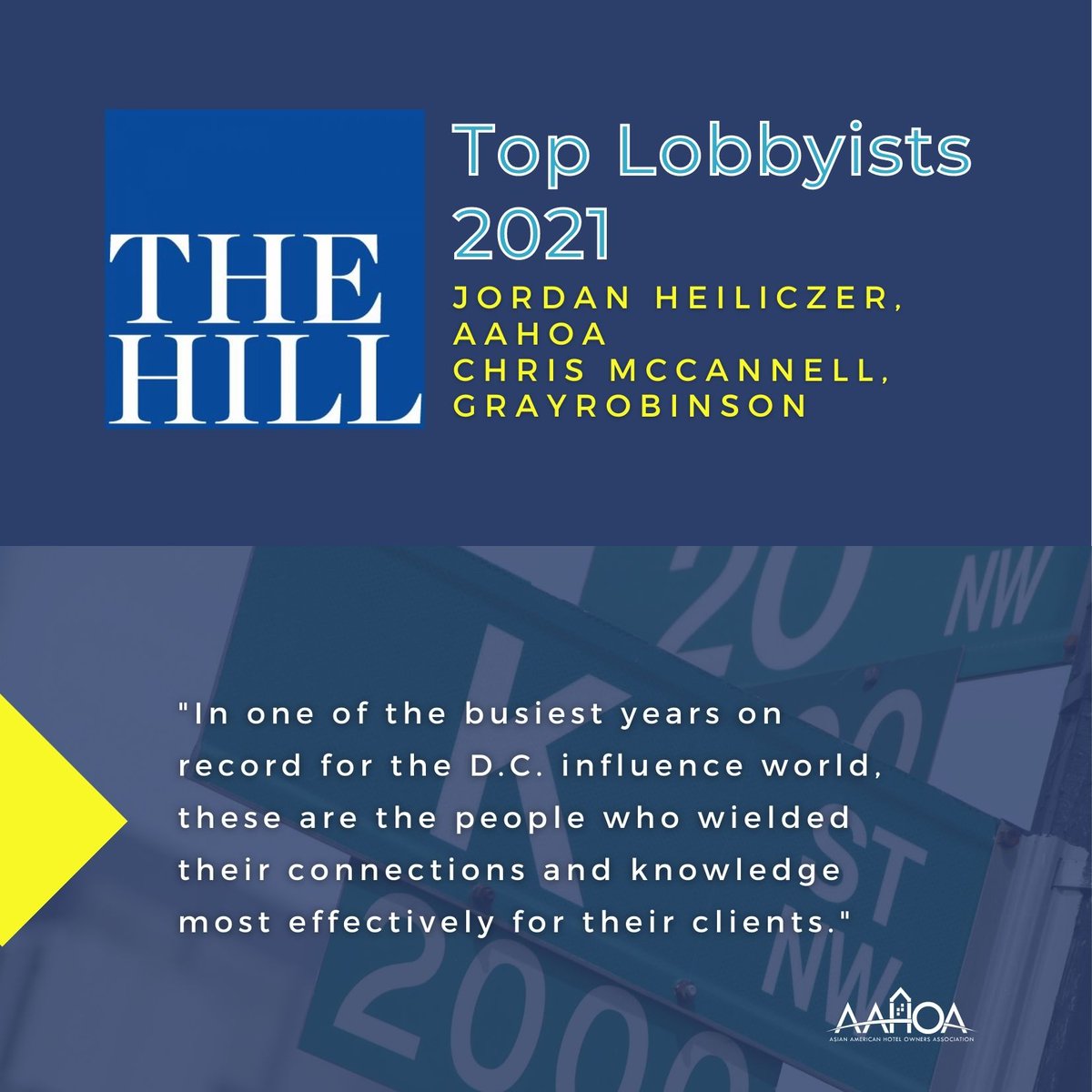 AAHOAChairman's tweet image. The Hill’s annual list of top #lobbyists is out, and I want to give a huge shout-out to our very own, @JHeiliczer, and our lobbyist, Chris McCannell.

Read more here: lnkd.in/gJwHpq3z

#Keyplayers #policyexperts #influencers #advocates #congratulations @thehill @AAHOA