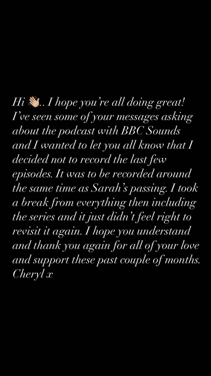 NEW: A statement on Cheryl’s story about her podcast❤️