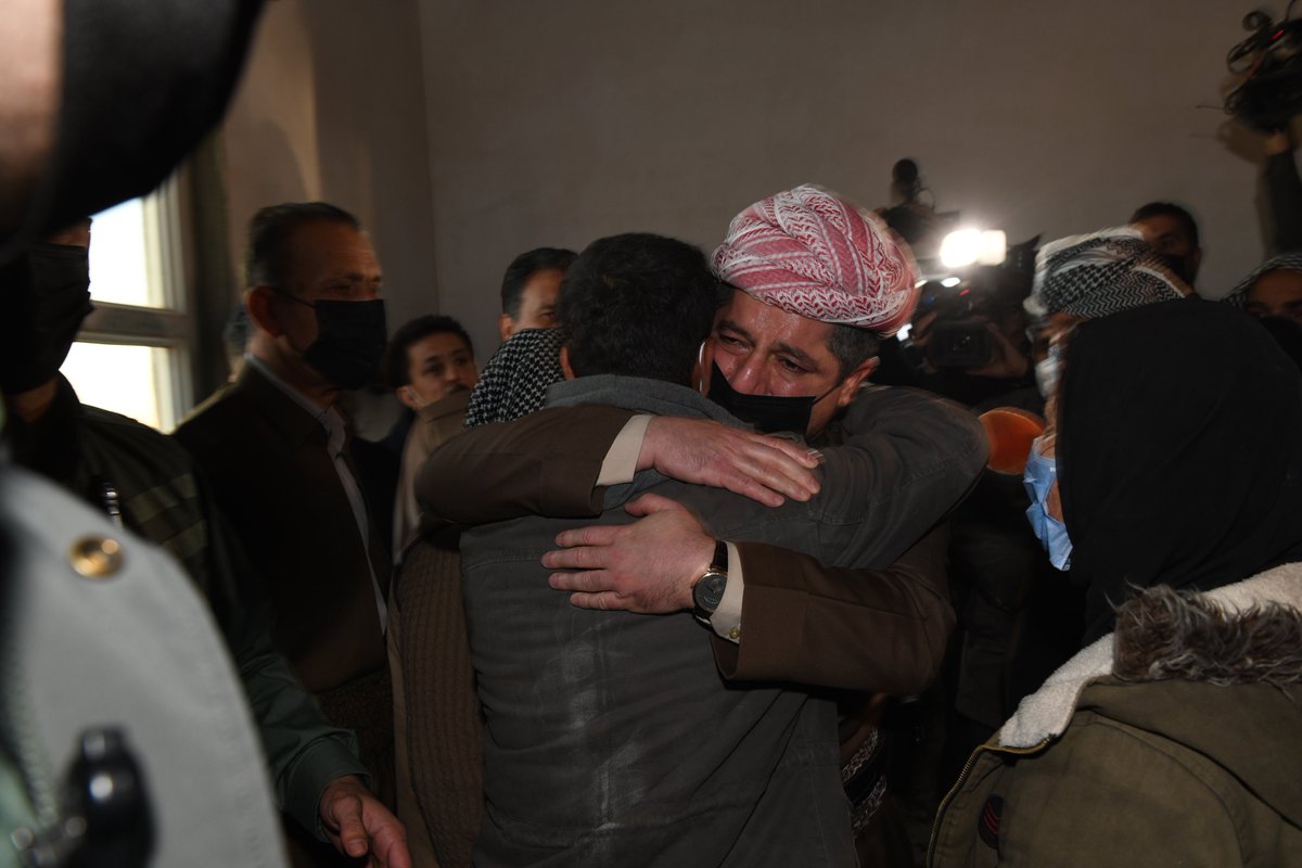 masrourbarzani's tweet photo. I'm humbled to be in Makhmour to visit the Peshmerga frontlines and mourn with the family of the three martyrs lost in last night's attack by ISIS. I conveyed my deepest sympathies to the mother in particular. 

They were sons, husbands and fathers. https://t.co/F0XVK1MHGn