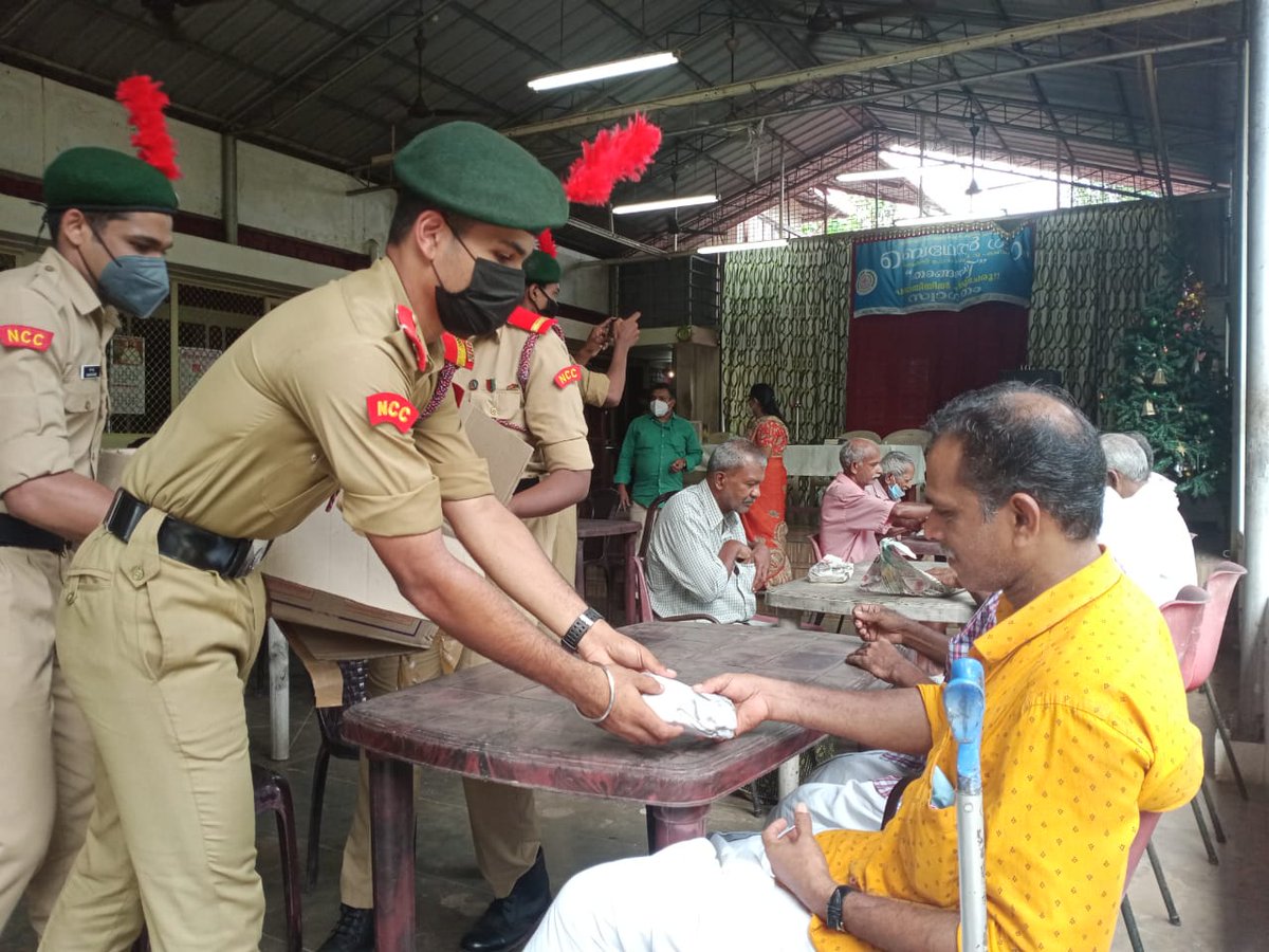 NCptc's tweet photo. As per 73rd NCC DAY celebration, 
Led by the NCC CPTC Unit, the parents at Bethelgram OLD AGE HOME were given an early meal and spent some time with them ... https://t.co/a0mI4QSTz3