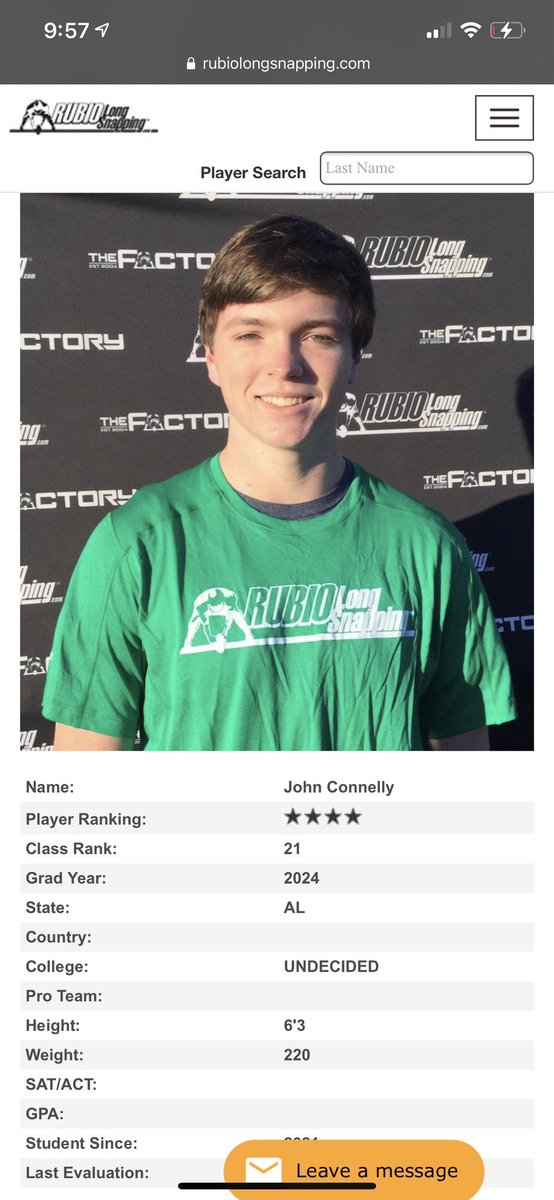 RecruitHuntsvi1's tweet photo. Congrats to @Conns05 for being rated a 4⭐️long snapper by @TheChrisRubio 

#RecruitHSV 🐾 #GBR 🔴 https://t.co/SYIeWxBTn5