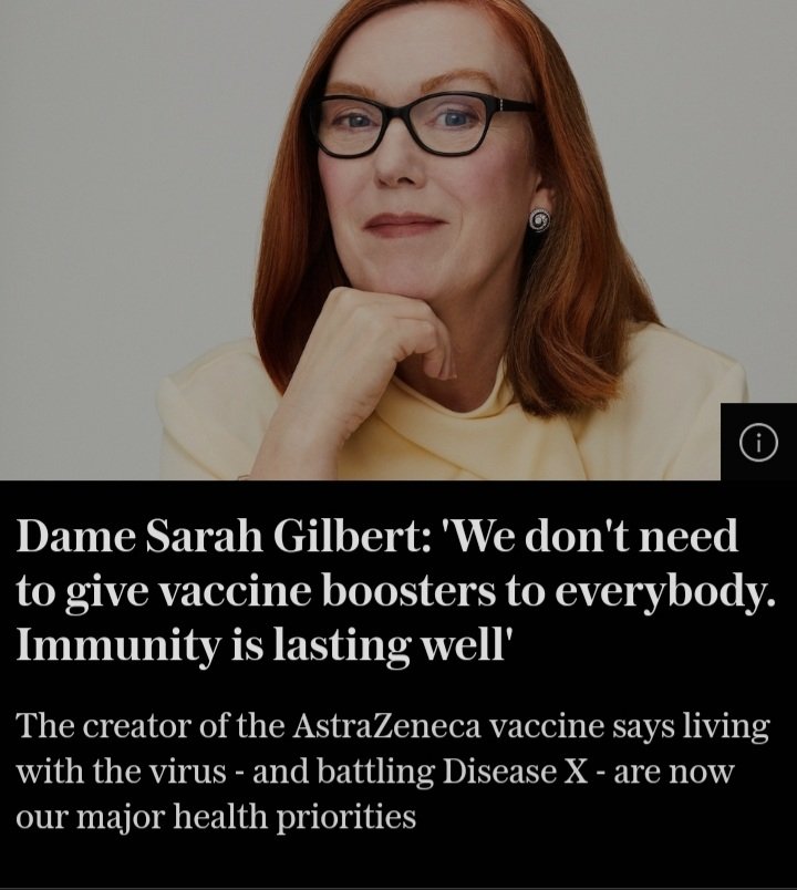 20 months after the 40,000 trial subjects were given the Oxford/AZ vaccine, no loss of protection from serious illness has been observed in under 70s who had 2 doses of AstraZeneca almost 2 years ago - Sarah Gilbert. 

AZ designed as a 2 dose vaccine, not 3, not boost-dependent.