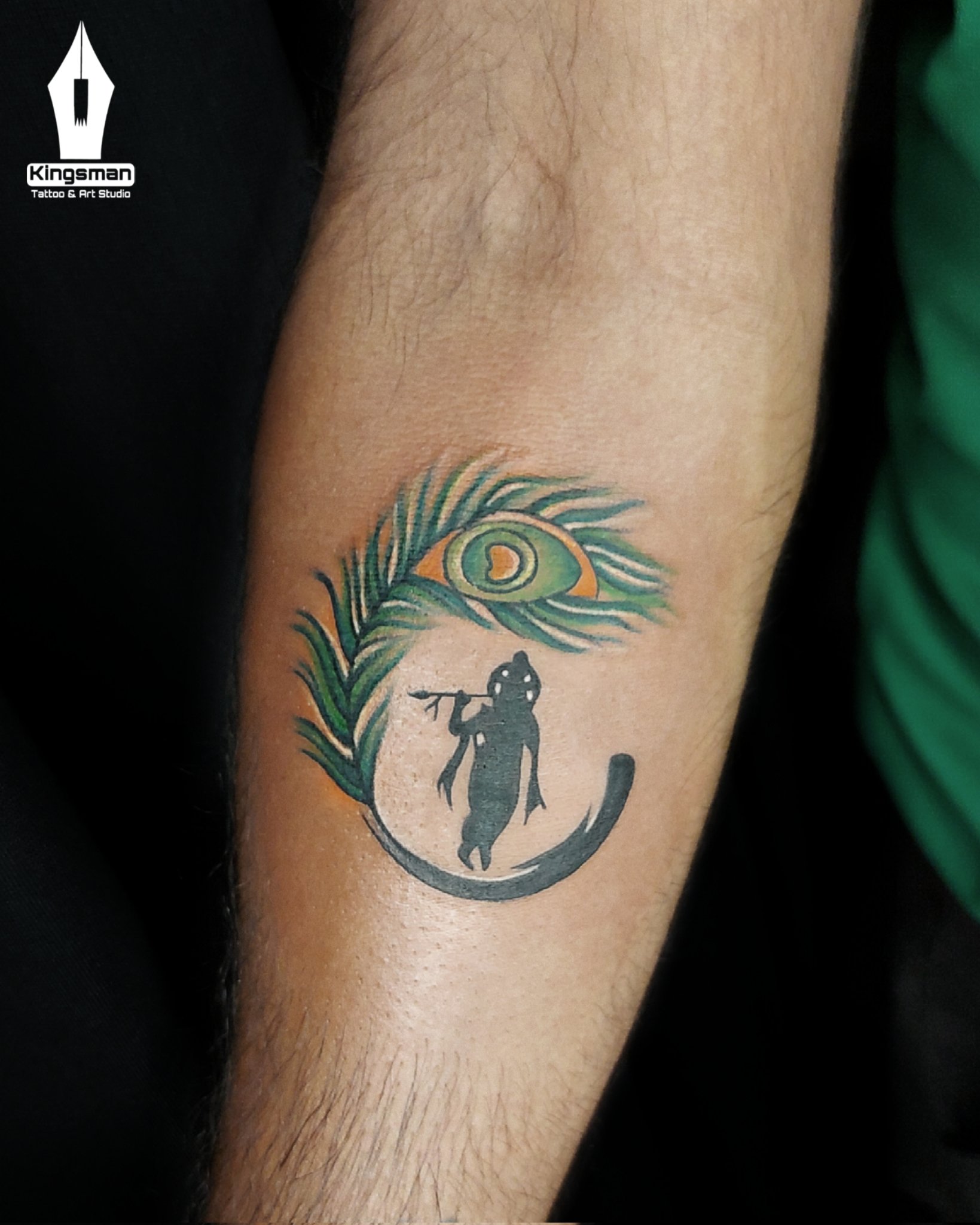 Radha krishna tattoo on interior forearm Boundless Tattoo Studio Jhaiho