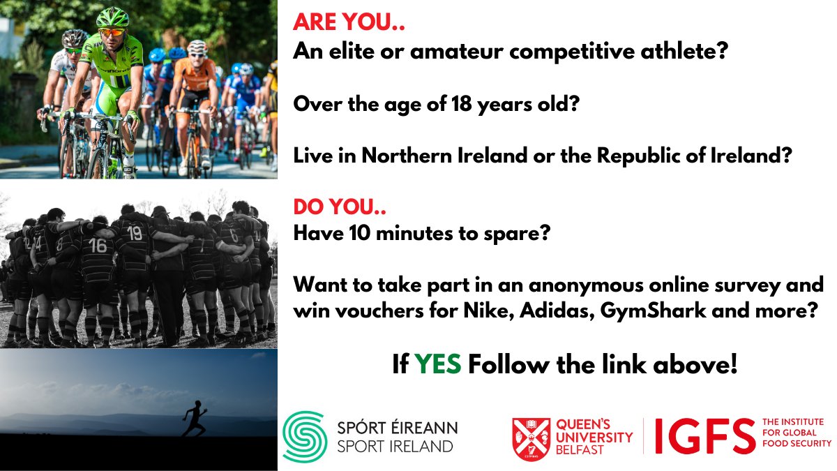 Calling all competitive athletes!📢
We are conducting a survey to understand your use of  and attitudes towards botanical food supplements✅ 
Follow the link below to take part and enter our prize draw for a chance to win some vouchers!
go.qub.ac.uk/AthletesUseofB…