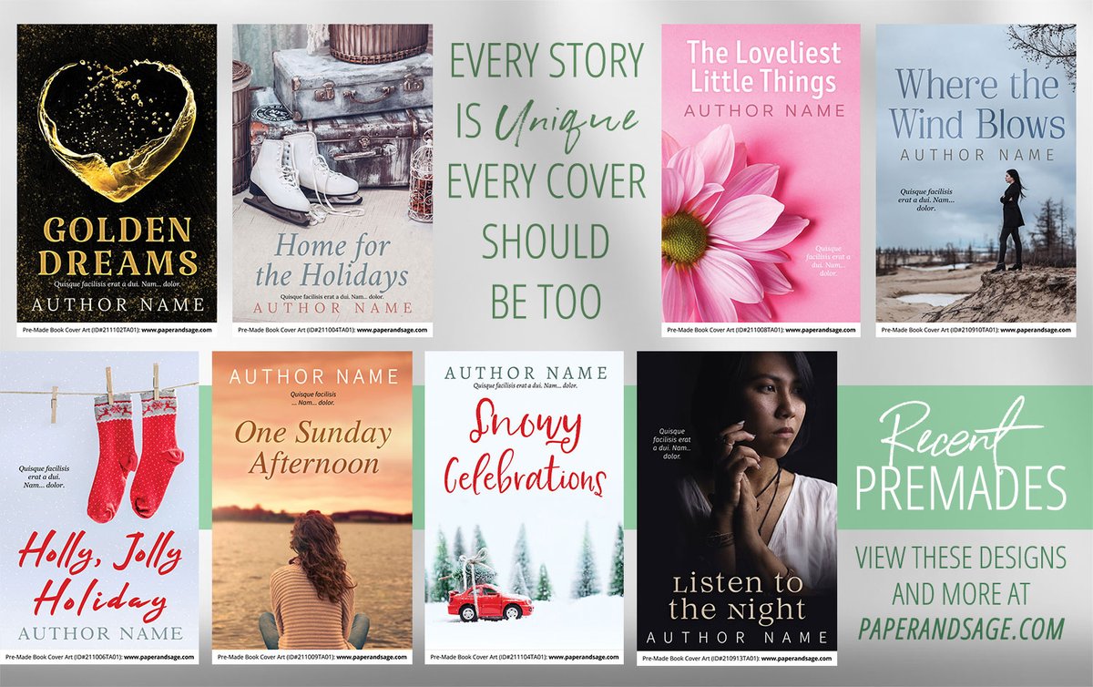 paperandsage's tweet photo. Unique, exclusive PreMade Book Covers from P&amp;S. We're always adding designs to the Shop.📚Series and Standalone book cover designs available. Replace Title &amp; Author text with your information. Bundle with a paperback layout for print. Visit https://t.co/c2uvvBMPol to view more... https://t.co/z8ttLQypQp