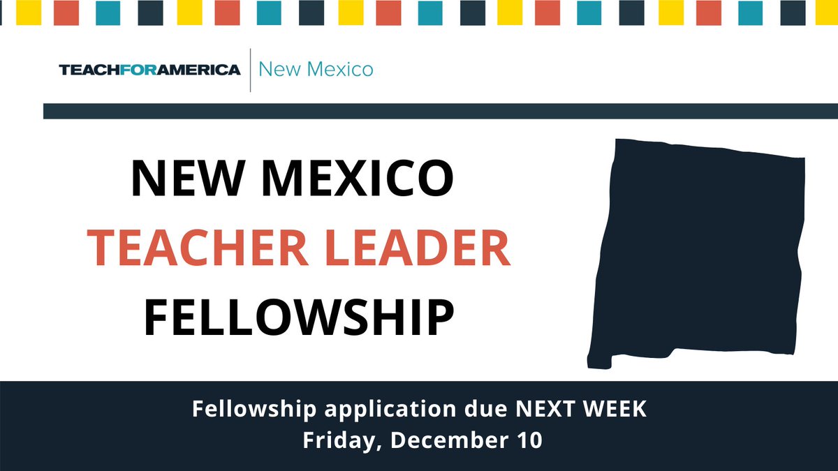 TFANewMexico's tweet photo. Are you a teacher with 3+ years of experience who wants to grow in your leadership and efficacy? There's still time to apply and join the inaugural cohort of the NM Teacher Leader Fellowship. Applications due Friday Dec 10: https://t.co/cRXjZwdQzP
#makingonedaytoday #newmexicoedu https://t.co/akfJyq5DOJ