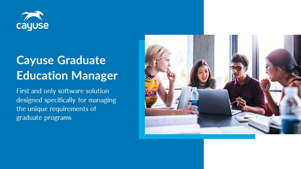 CayuseLLC's tweet photo. Learn how you can streamline supervision meetings, progression monitoring, examinations management, and reporting with Cayuse's Graduate Education Manager:
https://t.co/mhrFY64OIa
#graduateprograms #graduatemanagement #researchsoftware #researchtechnology #researchadmin #Cayuse https://t.co/iu0NBs3wYD