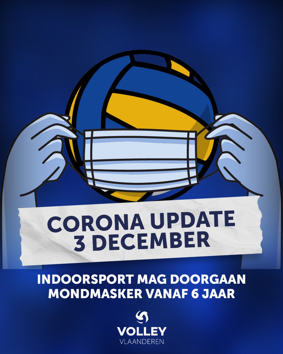 We mogen nog volleyballen! De huidige maatregelen blijven van kracht maar de mondmaskerplicht is vanaf morgen geldig voor iedereen vanaf 6 jaar. Alle maatregelen voor het volleybal vind je via volleyvlaanderen.be/corona