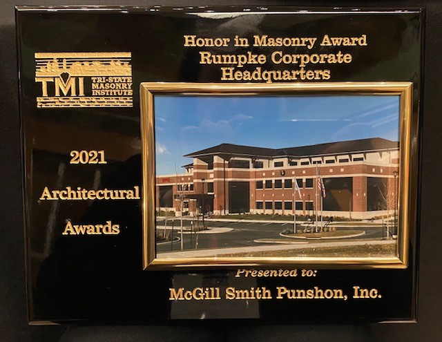 MSPdesign's tweet photo. We were honored to receive the 2021 Excellence in Masonry Architectural Award for the Rumpke Waste &amp; Recycling corporate headquarters building along with Rumpke and J. Construction. Last night's awards banquet was held at the beautifully restored Cincinnati Museum Center. https://t.co/Yyyf4H24jM