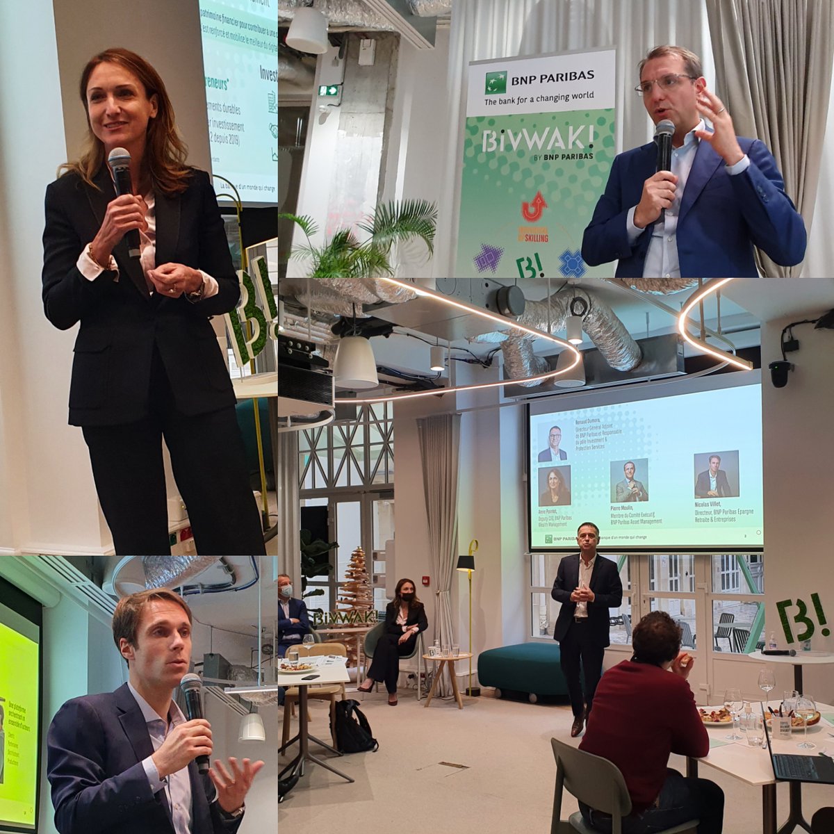NewsAssetPro's tweet photo. Petit @BivwAkBNPP avec @RenaudDumora, @PointetAnne, Pierre Moulin et Nicolas Villet de @BNPParibas pour finir la semaine! On y a notamment appris que 83% des actifs de leurs fonds ouverts sont durables au sens du #SFDR. Soit 200 milliards d'euros. https://t.co/KY0WEY1Y9F