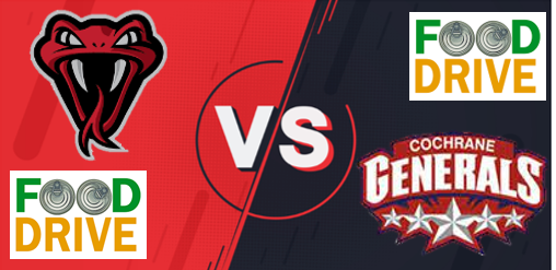 HJHLOfficial's tweet photo. @CGenerals look to bounce back from a tough weekend tonight when they host the @RedDeerVipers who are looking to close the gap on the first place Gens. Puck drop is at 7:30PM. REMINDER -  Gens are hosting a food drive so please bring donations to the game! #SupportPeopleinNeed https://t.co/6otHhMQQMc