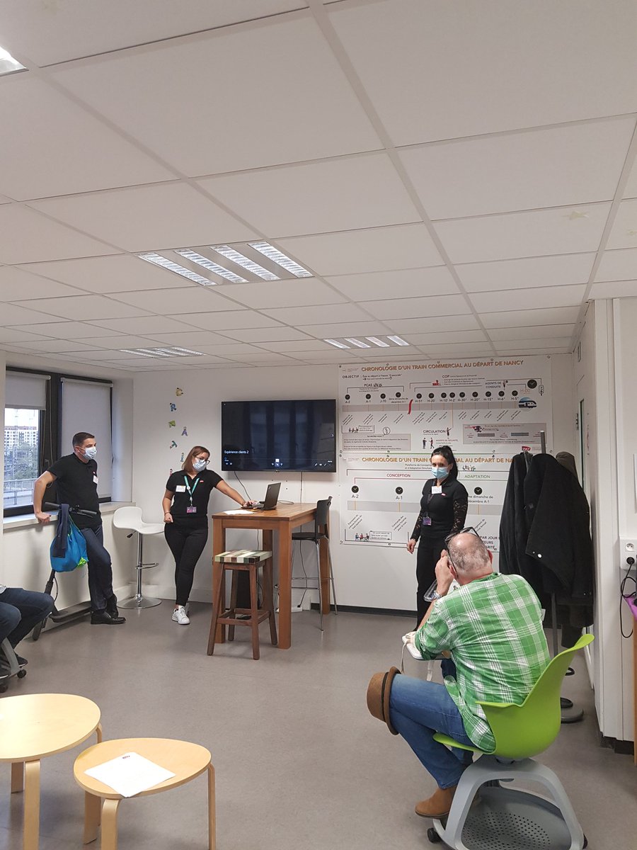 TiffSanfilippo's tweet photo. #EnDirect de la visite de nos coulisses à destination de nos clients-voyageurs et associations d'usagers @Adurne88 et @avtermel en salle de #créativité @SNCFVoyageurs à @VilledeNancy.  1ère étape: présenter nos équipes techniques, nos résultats qualité. https://t.co/XakUCELmf2