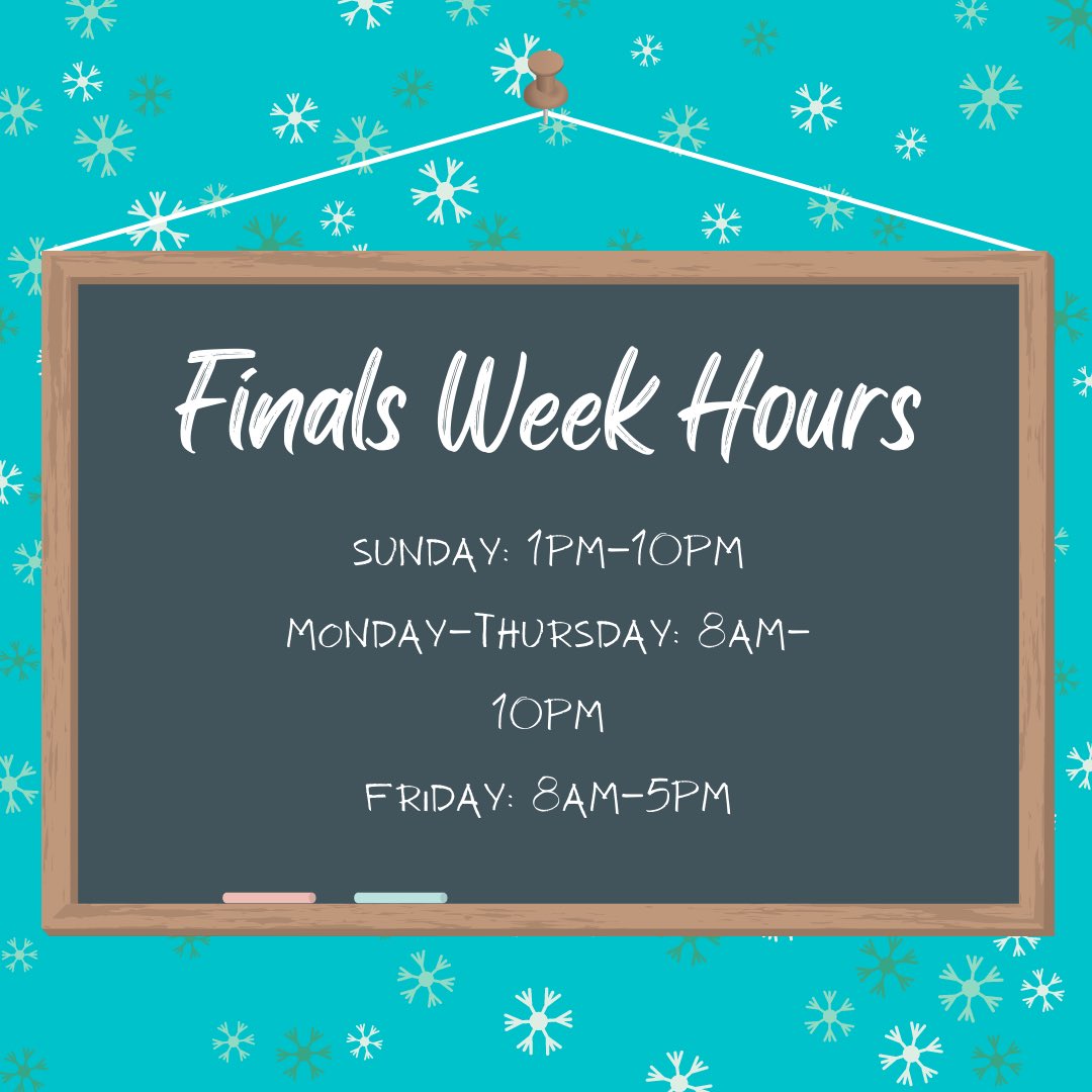 RefDeskOwl's tweet photo. Our hours are changing for finals week! We are extending night hours until 10 pm, Sunday-Thursday.

#umw #marywash #umwlibrary #simpsonlibrary #umwlibraries https://t.co/aeg56l2HnL