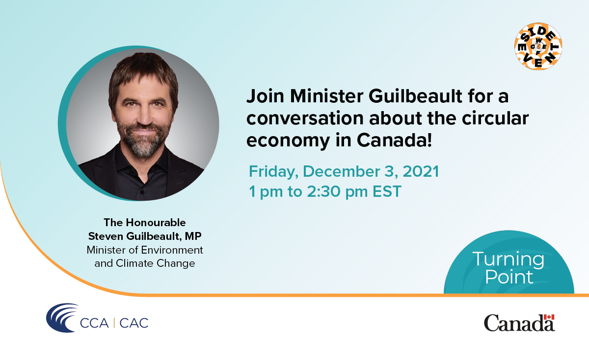 environmentca's tweet photo. Join Minister Guilbeault this afternoon at 1PM EST for a free livestream event with @cca_reports as we dive into Turning Point: the #CircularEconomy in Canada

This event is open to all!

Follow the link to learn more: https://t.co/WcJPW8THST https://t.co/yZjB0nMKbi