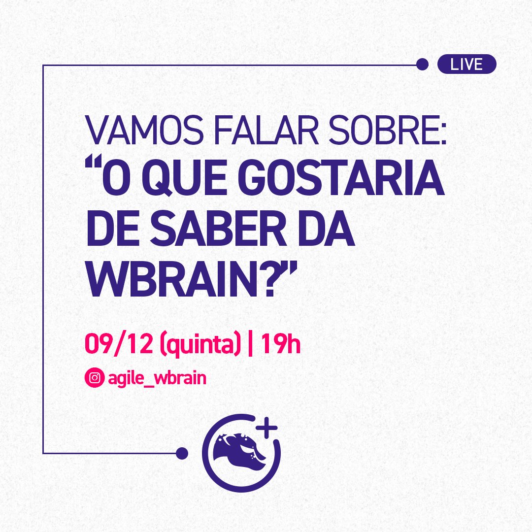 wbrain_global's tweet photo. Vamos para a última live de 2021?
Quinta no instagram, no formato lean coffee: "O que gostaria de saber da wBrain?" Com Dayane Andrade, Marcelo Leitão e Rudney Azevedo.
Estamos te esperando!
#livewbrain #agilidade #wbrain #agile #agilepeople #ágil #trueagile #live https://t.co/m5Qtb17W7b