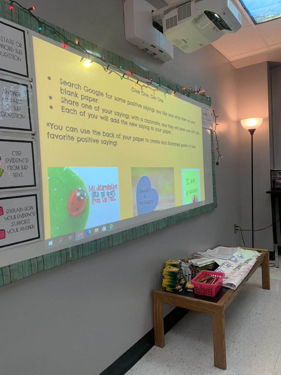 RebersRoom's tweet photo. Can we train our brain to be more positive?! Positive affirmations to help you start your weekend! @AVID4College @NowlinMiddle @ISDSchools #BePositive #isdstrong #growingfalcons https://t.co/P1LeL0TiYA