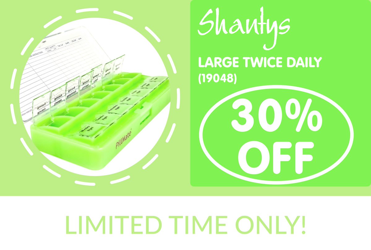shantysltd's tweet photo. Shantys PillMate Large Twice Daily Pillbox is now 30% off! 

Make sure to order yours while the offer lasts this holiday season!

Click here to get yours now!: https://t.co/8EufbzpG8g https://t.co/h01vCEl8l5
