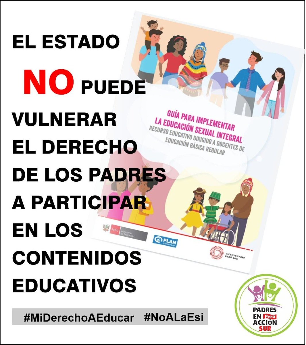 PadresSur's tweet photo. Art.5º de la Ley General de Educación 
La libertad de enseñanza es reconocida y garantizada por el Estado.
Los padres de familia, o quienes hagan sus veces, tienen el deber de educar a sus hijos y el derecho a participar en el proceso educativo  #MiDerechoAEducar  #NoALaEsi https://t.co/VWjTqRK6Y8