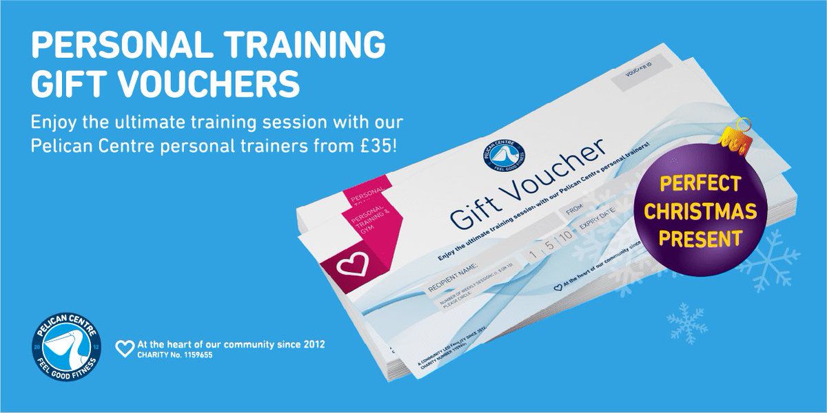 Pelicancentre's tweet photo. 🏃🏽‍♂️ PERSONAL TRAINING GIFT VOUCHERS NOW IN! 🏋🏽‍♀️

🎁 Choose 1, 5 or 10 sessions, from just £35. Help your loved one fine-tune their gym routine with 1-2-1 guidance from a Pelican Centre personal trainer. 

➡ Pop into reception to pick up yours! 

#FeelGoodChristmas #FeelGoodFitness https://t.co/8vQ9H8WC4M