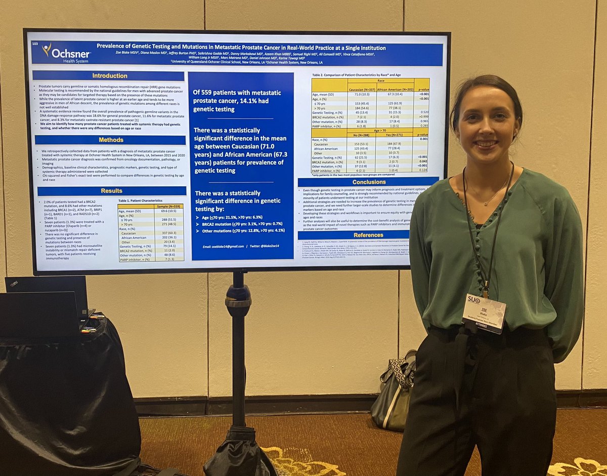 Thank you #SUO21 for the opportunity to present our work on genetic testing &amp; mutations in metastatic prostate cancer patients looking at differences among races &amp; ages. Grateful for everyone involved with this project, with special thanks to 🌟 GU onc fellow <a href="/DrKarineTawagi/">Karine Tawagi MD</a>