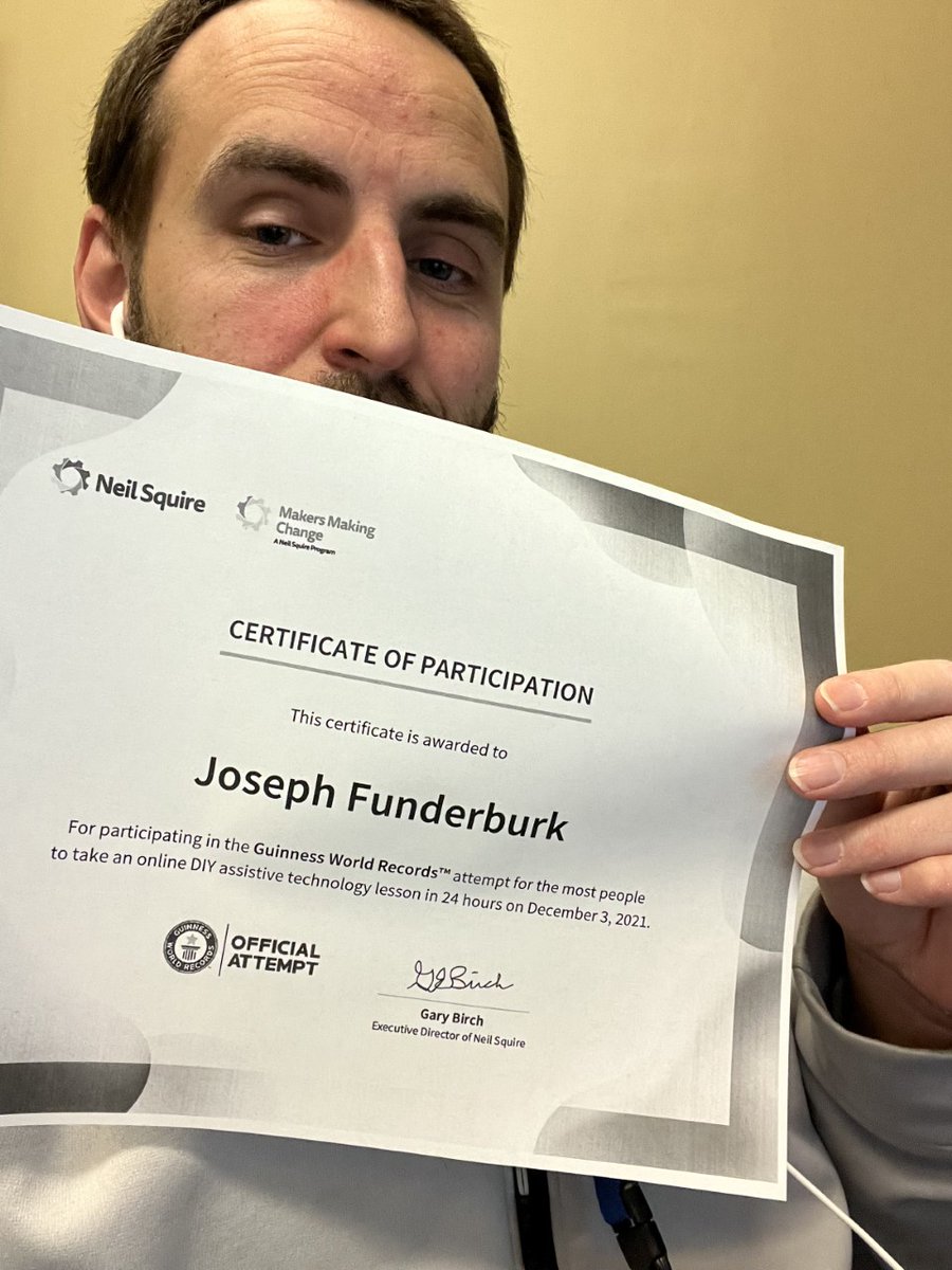 DecadeBird's tweet image. #ATWorldRecord @MakerMakeChange @FCLedu I learned a ton about what I can do to contribute to DIT Assistive Technology. Help set a world record today at atworldrecord.com