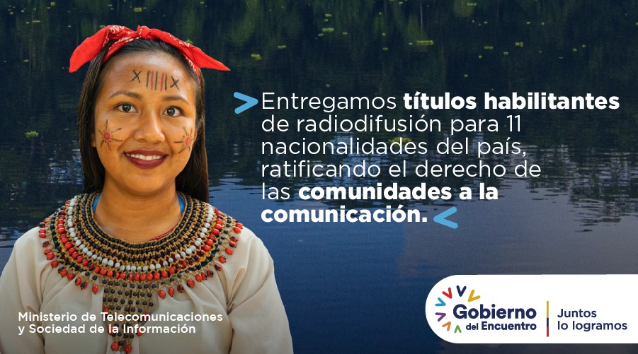 Telecom_Ec's tweet photo. Construimos juntos el #EcuadorDigital2025

Entregamos conectividad y equipamientos para planteles educativos, fortalecemos los Infocentros y realizamos la entrega de títulos habilitantes para nacionalidades ecuatorianas.

#JuntosLoLogramos #AmazoníaConectada @vmaino https://t.co/GvgG3LSl0C