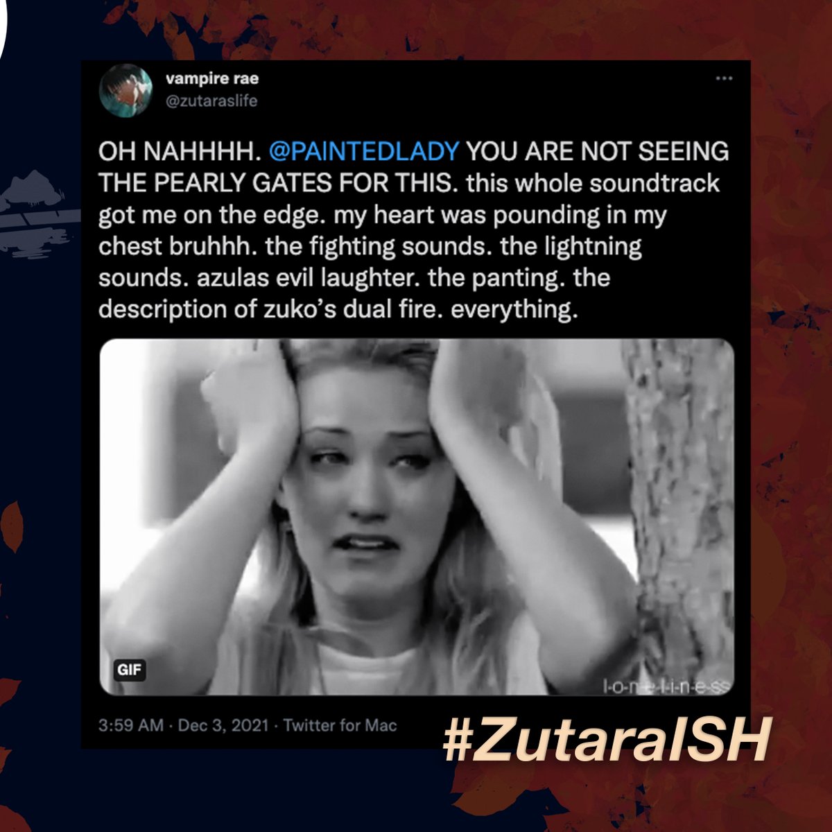 ZutaraISH's tweet photo. #ZutaraISH had the ambitious desire to recreate the iconic Agni Kai between Zuko, Azula, &amp; Katara.

Behind the scenes, Jo spent 3+ hours recording all 3 voices, and 8+ hours syncing effects for that scene alone, from the actual fight 'til Azula's cries.

What did you think? 🔥 https://t.co/tEpta7aok9