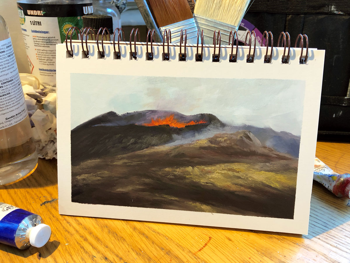 eldfjalladag's tweet photo. (Painting 99/100 - 30.07.2021)
99 PAINTINGS!! 😁
woah the lava rocks that were forming were getting these crazy different colours 😍

Only 4 DAYS LEFT to buy the book! Help us make this book a reality order a copy here:
https://t.co/BsUCNtjZMD
#oilpainting #iceland https://t.co/XYhJRr96yj