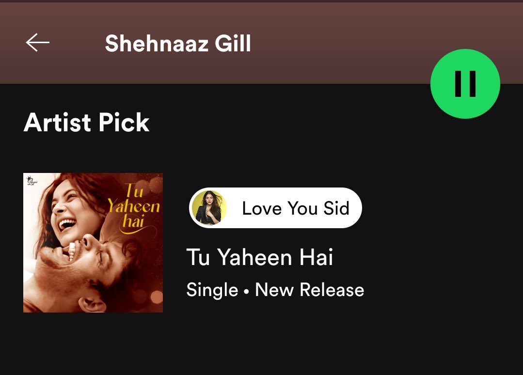 This♥️🥺

Shehnaaz changed Miss You Sid to Love You Sid on Spotify♥️🥺

Tera Mera Pyaar Amar♥️🧿🥺