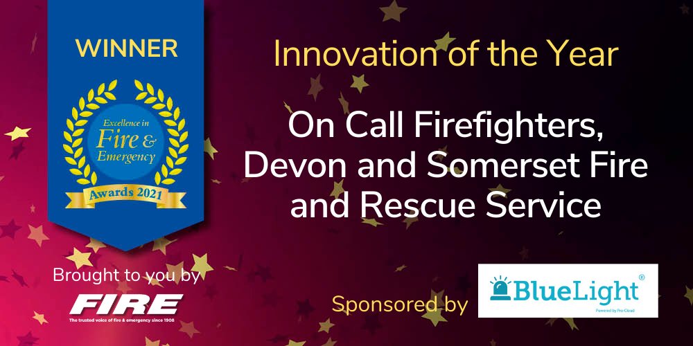 FIRE_Editor's tweet photo. Devon and Somerset Fire and Rescue Service @DSFireUpdates are winners of the Innovation of the Year award, sponsored by @bluelight_pro. Congratulations!

#EFEs #fireandrescue #excellence #FIRE https://t.co/F4G0jeEqDX