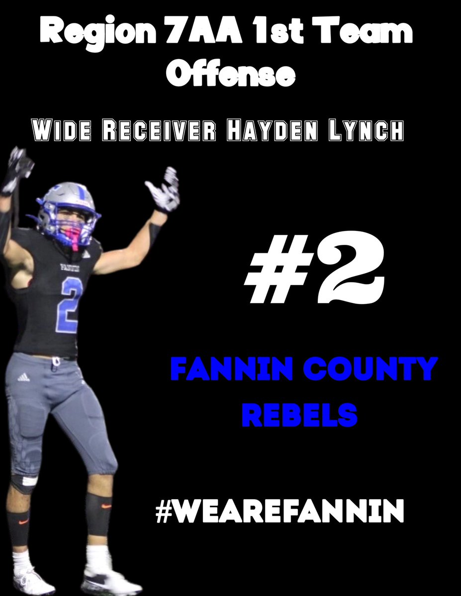 Congrats to <a href="/HaydenLynch04/">Hayden Lynch</a> for being named to Region 7AA 1st Team Offense WR!