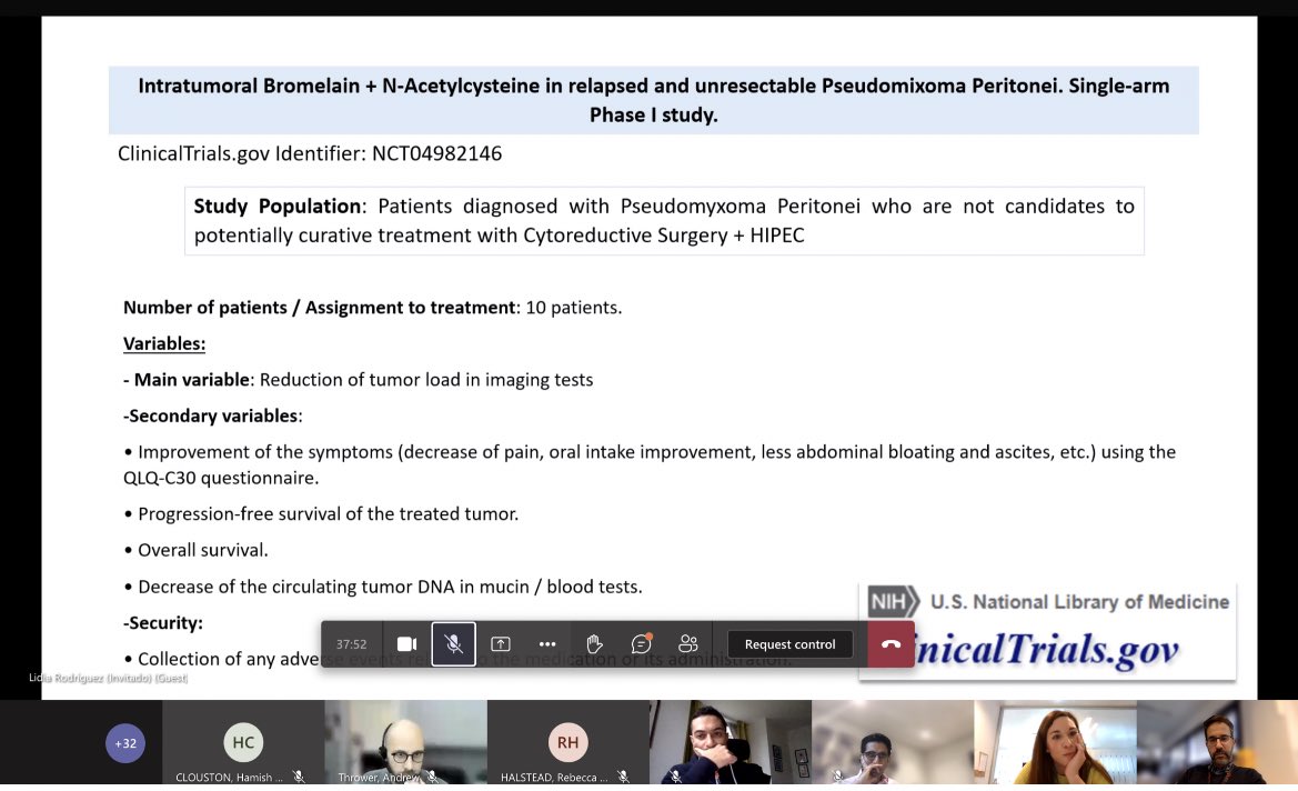 alarjosan's tweet photo. Interesting webinar about PMP and mucin management with our colleagues from NHS Christie Foundation @azizosurgeon @ajthrower presenting our BROMAC clinical trial @lidia_roor https://t.co/vY97x9KIUA