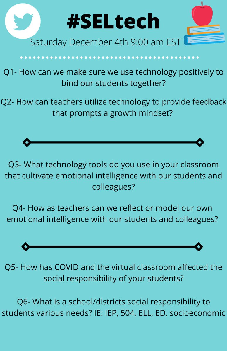 3rd Grade Teacher (@misshussey3rd) on Twitter photo Get excited for tomorrow's twitter chat, exclusive preview of the questions to get everyone thinking! #SELtech #LoyolaET #ET630 <a href="/Marian_EdTech/">Marian S. Moore</a> <a href="/kg4281989/">Katie Garnett</a> <a href="/sarah_rawlings_/">Sarah Rawlings</a> Get excited for tomorrow's twitter chat, exclusive preview of the questions to get everyone thinking! #SELtech #LoyolaET #ET630 <a href="/Marian_EdTech/">Marian S. Moore</a> <a href="/kg4281989/">Katie Garnett</a> <a href="/sarah_rawlings_/">Sarah Rawlings</a>