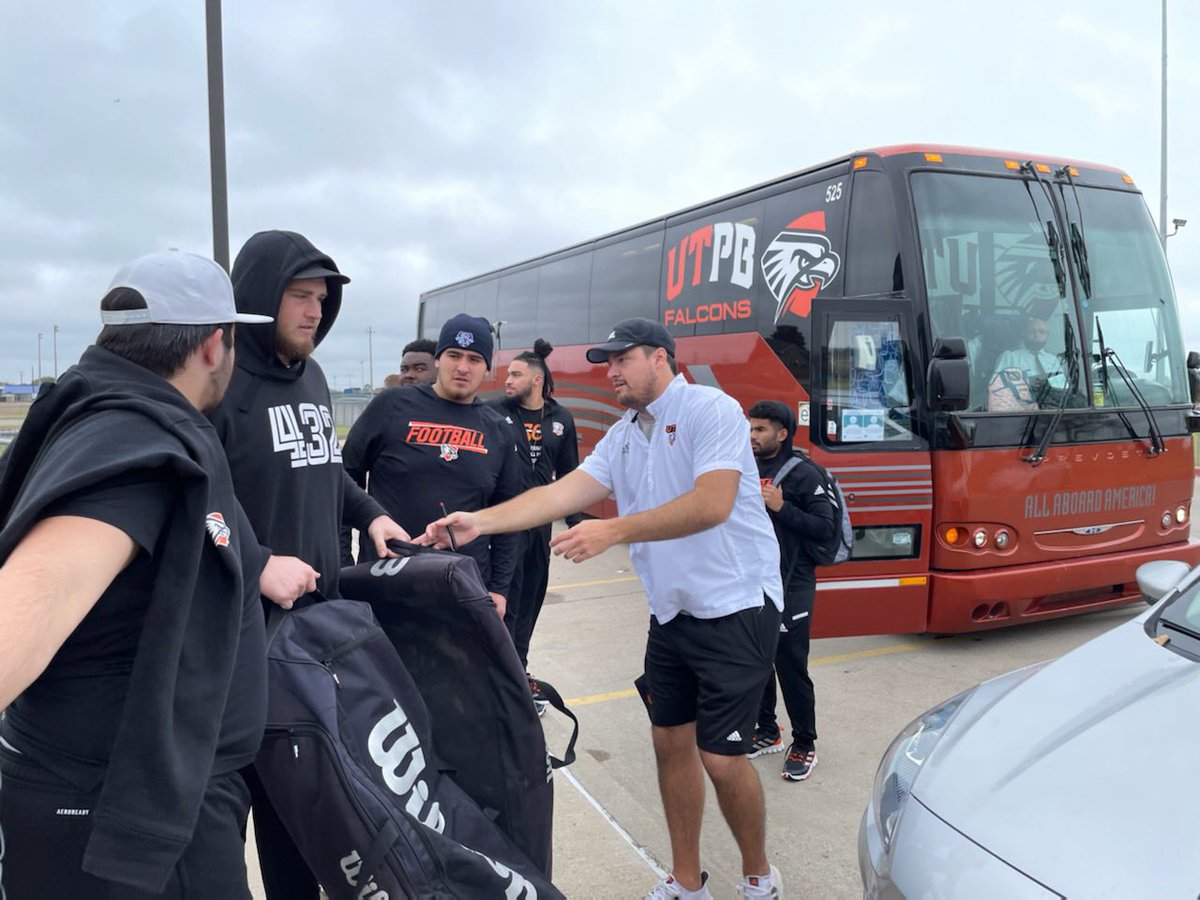 HeritageBowl's tweet photo. @UTPBFootball arriving at Community National Bank &amp; Trust Stadium’s Tiger Field. https://t.co/7Hc4xxXHEc