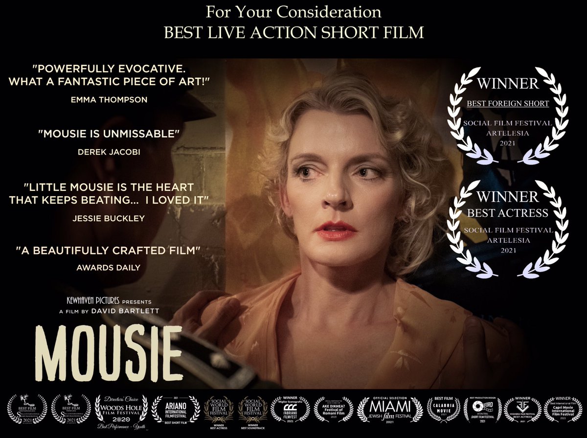DB_hereatlast's tweet photo. My award-winning film MOUSIE just won Best Foreign Film and Best Actress for the magnificent @TheCJJohnsonUK at the Social Film Festival Artelesia!! #socialfilmfestivalartelesia Whoop whoop!!🏆🏆@MrTommyCampbell @sturdyAlex @Londonflairpr @missamypembs #mousiefilm #AcademyAwards https://t.co/IO8wuCzM9D