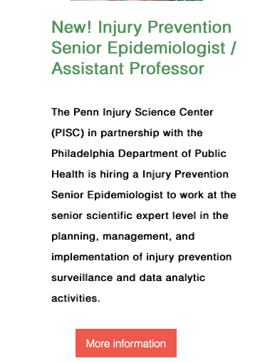 Hey #epitwitter #publichealthtwitter!

Here is a tremendous opportunity to have impact in a new joint position between <a href="/PHLPublicHealth/">Philadelphia Public Health</a> and our team at <a href="/PennInjury/">Penn Injury Science Center</a> with a faculty position. 

Please get the word out. Apply here: penninjuryscience.org/opportunities
