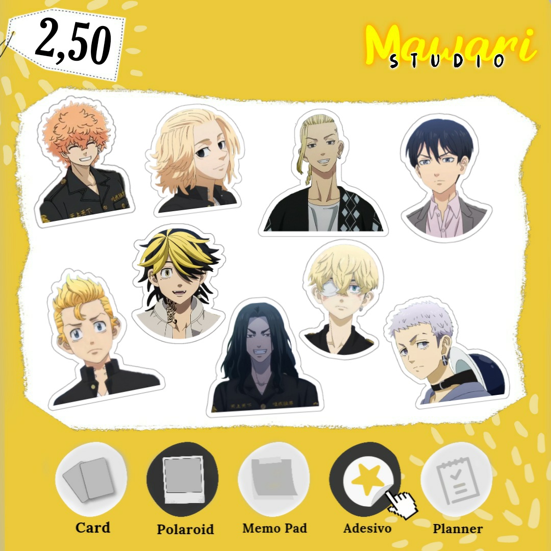 MawariStudio's tweet photo. 💛 - Kit fanmade de adesivos do anime Tokyo Revengers 

- 9 adesivos
- tamanho: Não tem tamanho certo, vária de 3cm à 6cm  
- Feito em papel fotógrafico adesivo

Compra somente pela Shopee
https://t.co/f70UMCgBYy https://t.co/FahhCUYXFS