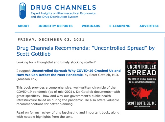 ScottGottliebMD's tweet photo. "This book provides a comprehensive, well-written chronicle of the COVID pandemic...documents-with great specificity-how and why our government’s public health infrastructure failed...offers valuable recommendations for better planning" #UncontrolledSpread https://t.co/4Uj2MGknmr https://t.co/M3k6X9K7LL
