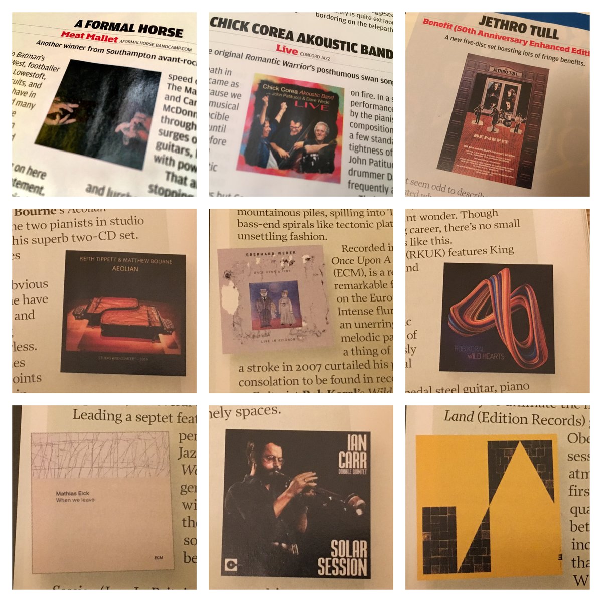 thesidsmith's tweet image. The latest Prog magazine is on sale. I&apos;ve reviewed albums by A Formal Horse, Chick Corea, Jethro Tull, Keith Tippett &amp;amp; Matthew Bourne, Eberhard Weber, Rob Koral, Mathias  Eick, Ian Carr &amp;amp; Dave Holland. . . #progrock #Jazz #JazzProg #ProgJazz