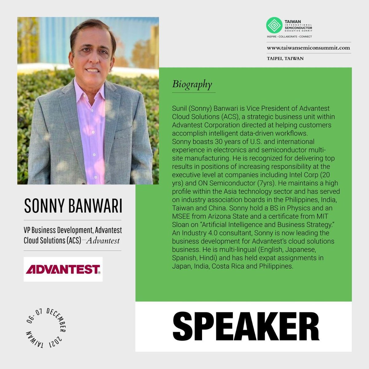 Advantest_ATE's tweet image. How are data analytics-related trends impacting today's semiconductor test environment?

Next week in his #TISES2021 presentation, Sonny will highlight how the industry is using #BigData and #AdaptiveTest solutions to reduce costs and optimize test processes.