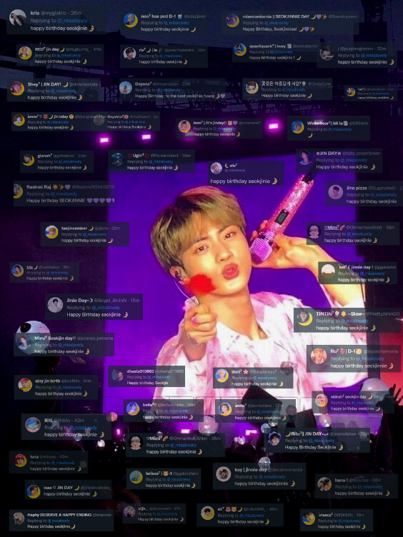 _misslovely's tweet photo. Happy birthday @BTS_twt Seokjinie, we love you!💜

#JIN짜_사랑하는_석진이_탄생일 #HappyJinDay https://t.co/gMTWtSN71Z