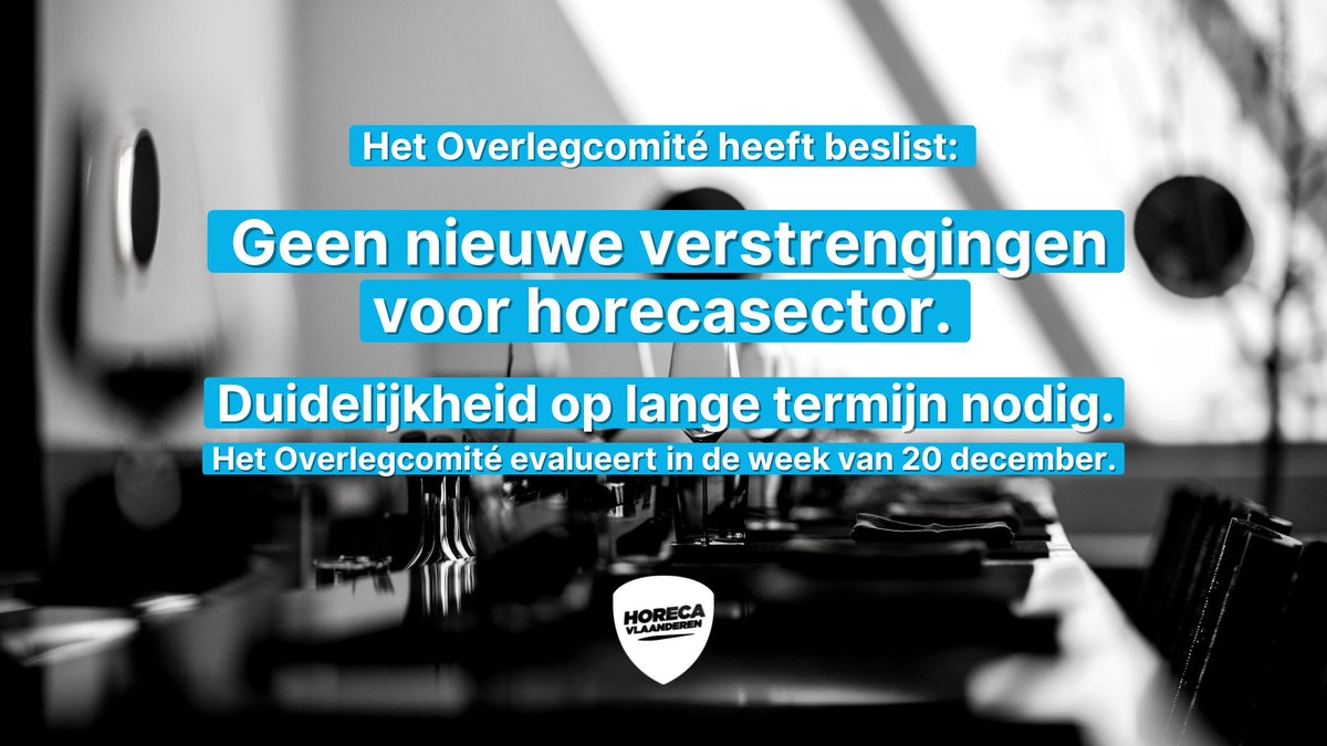 HorecaVL's tweet photo. ‼ Weer een Overlegcomité, weer speculaties over verstrengingen, weer ondernemers die een nacht bang moesten afwachten.

Dat bleek niet nodig te zijn, want er volgen geen bijkomende maatregelen voor de horeca ➡ https://t.co/HIEKIhzsDv. (1/2) https://t.co/QGJuT4hFfh