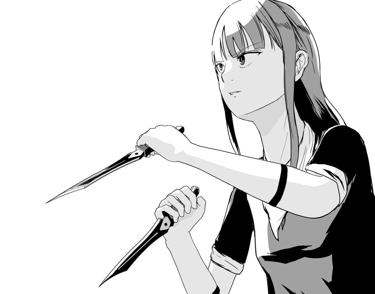 #見た人も無言で剣を構えた何かをあげる 
