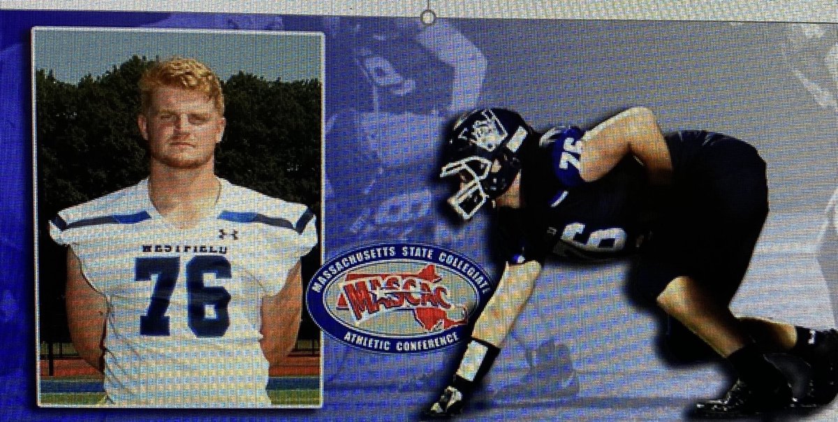 Congratulations to Cade Nelson (Shrewsbury Mass) he was selected to the MASCAC All- Conference second Team-Defense for the 2021 season. He was one of eight defensive lineman to be selected to the first or second teams. When one of us  is honored  we are all honored!!!