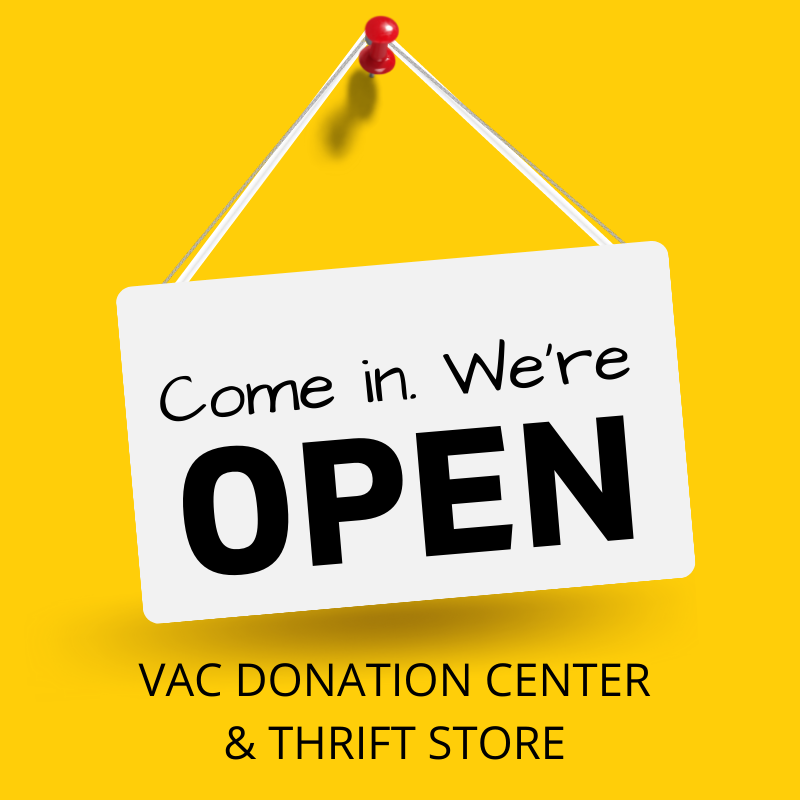 VACCalhoun's tweet photo. The VAC Donation Center and Thrift Store are open Monday-Saturday from 9am-5pm. https://t.co/CD3IW1r9CM