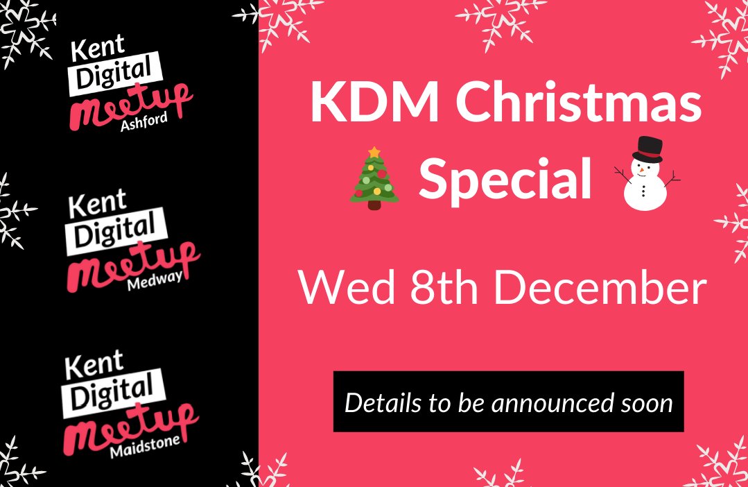 We're looking forward to hosting the annual #KentDigitalMeetup Christmas Special online next Wednesday🎅

We have a short presentation organised from a local charity along with a festive quiz and games to make our last KDM of 2021 a fun one!

Register here:bit.ly/3djpeW4